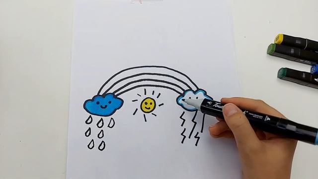 How To Draw Weather With Markers Drawing For Children\Как нарисовать погоду маркерами для детей.