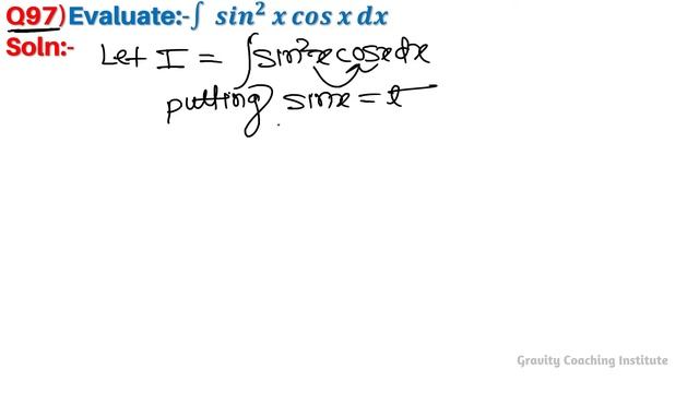 Q97 |  ∫ sin^2x cosx dx | Integral of sin square 2x cos x | Integration of sin^2x cos x dx