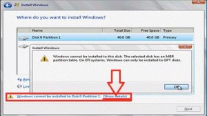 Ошибка EFI\UEFI\MBR при установке Windows 10