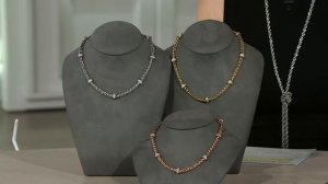 Stainless Steel 18" Wheat Chain Necklace with Crystal Stations on QVC