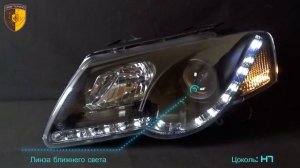 Тюнинг фары Фольцваген Пассат Б6/ Headlights Volkswagen Passat B6 Audi Style Black