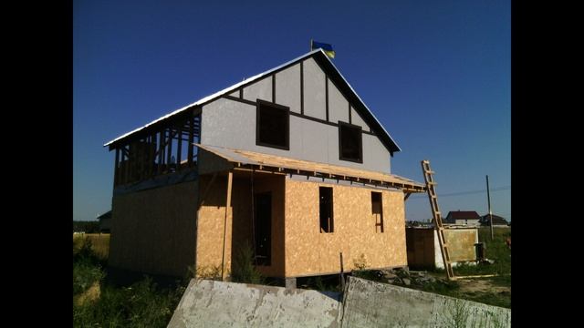Фасад из OSB (ОСП) плиты фахверк своими руками на каркасном доме.