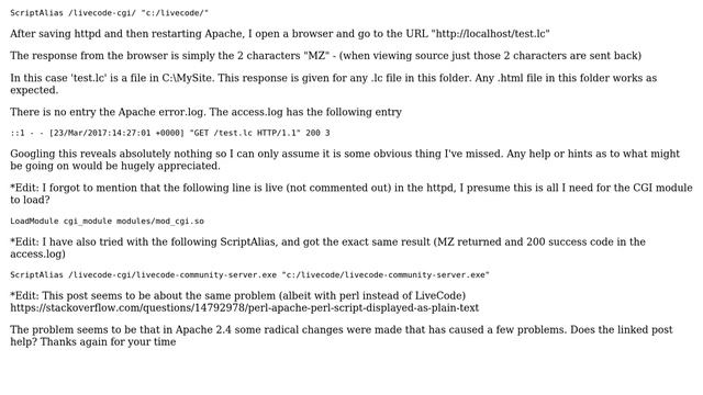 DevOps & SysAdmins: Why is Apache returning characters "MZ" for any .lc URLs? (2 Solutions!!) смотреть онлайн