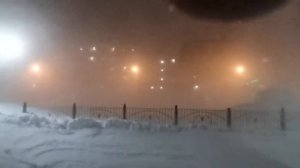 Ураган в Норильске . Черная пурга. Ледяной городок во время метели.