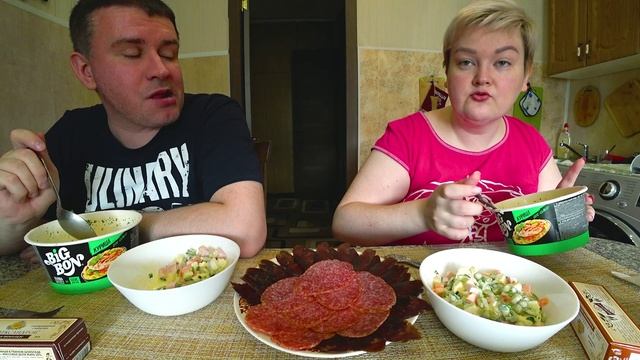 Мукбанг бомж обед) Перешли на лапшу Биг Бон, денег то на нормальную еду нет! Бутерброды