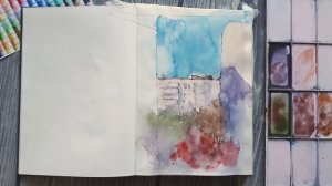 Акварельный скетчинг. Вид из окна. + Итоги розыгрыша// Hahnemuhle bamboo sketchbook