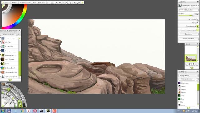 Пейзаж Ускоренный процесс рисования смотреть онлайн