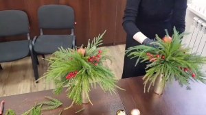 Новогодняя композиция на стол. Рождественский декор. Быстро и просто.