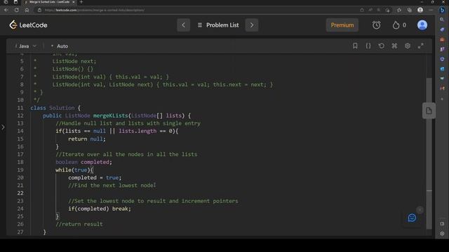 Java solution for leetcode problem Merge K sorted lists смотреть онлайн