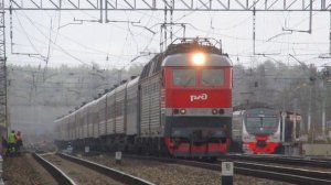 Электровоз ЧС7-047 с поездом№211Х Москва-Брянск станция Нара 10.05.2017