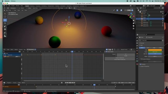 Adding a Light Flicker effect to a Blender light using a Noise Modifier.