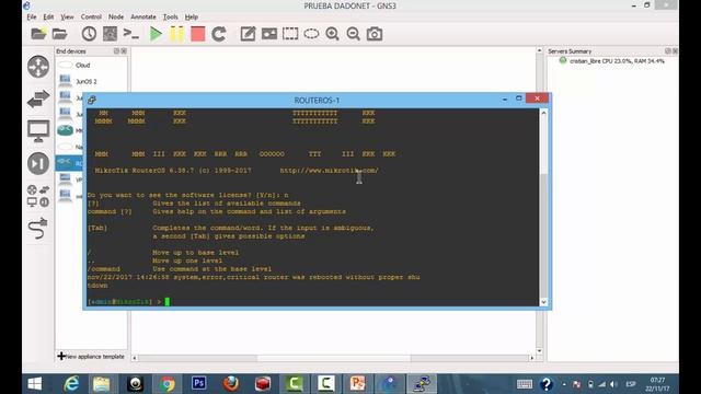 Cargar RouterOS de mikrotik en GNS3 Y WINBOX смотреть онлайн