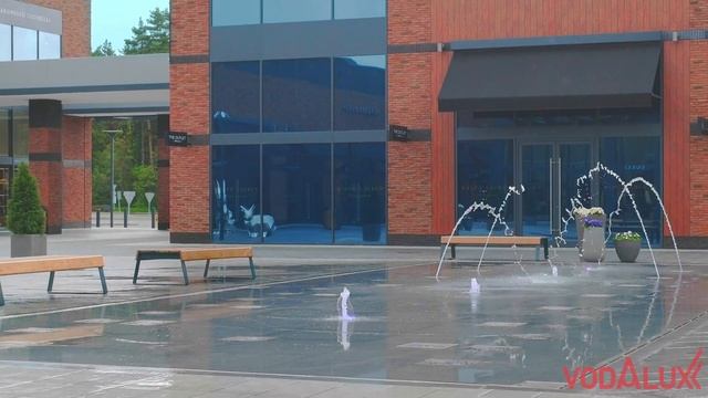 Строительство пешеходного фонтана с туманными насадками в аутлет-центре ARKHANGELSKOE смотреть онлайн