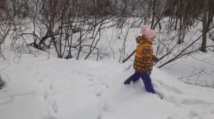 С дочкой в лесу. Прогулки по ручью.