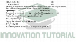 Pair of Linear Equations in Two Variable|Class 10th|Chapter 3|Exercise 3.3|Substitution method|CBSE