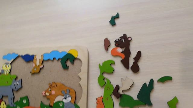 Деревянная мозаика пазл лесные животные развитие мелкой моторики у ребёнка смотреть онлайн