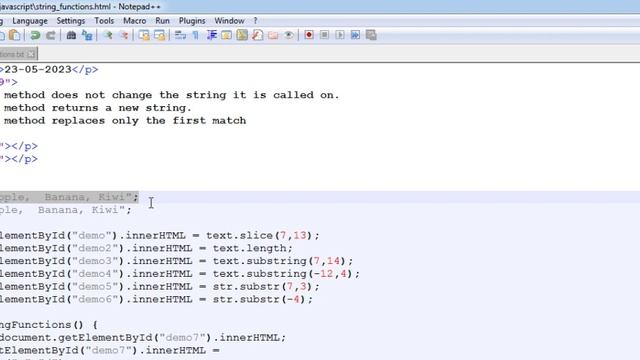 Javascript string functions