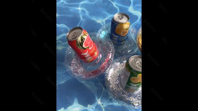 Пляжный надувной подстаканник для напитков в бассейн Прозрачный круг с блестками смотреть онлайн