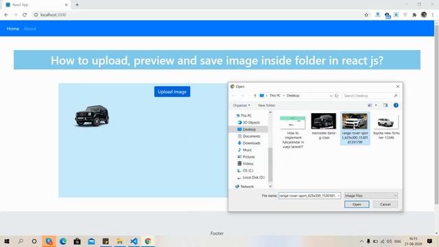 Reactjs upload, preview and save image