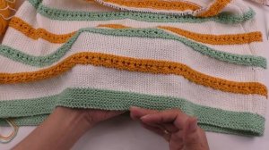 Вяжу два плечевых изделия из хлопка. Топ из хлопка спицами, джемпер из хлопка с рукавом 3/4 спицами