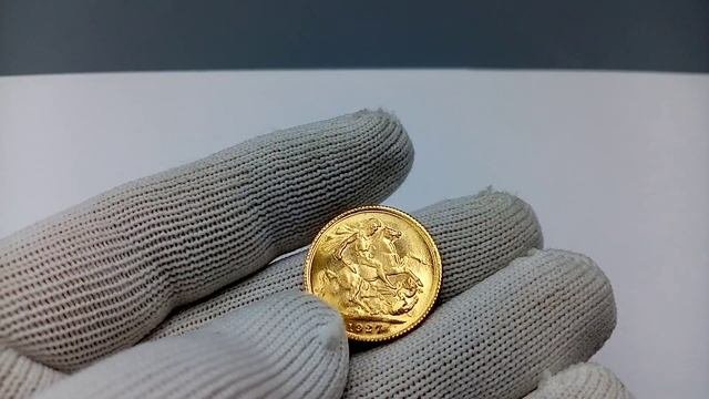 Золотая монета Соверен 1927 год #золото