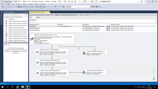 7.3 Создание плана резервного копирования баз данных в MS SQL Server