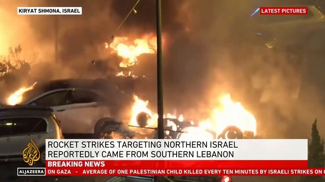 Rocket launched from southern Lebanon hits Israeli Kiryat Shmona settlement causing fire смотреть онлайн
