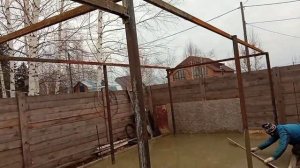 Заливка фундамента под навес. За три дня до заморозков.