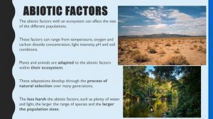 POPULATIONS: Abiotic and Biotic factors A-level Biology. Competition and predator-prey relationship