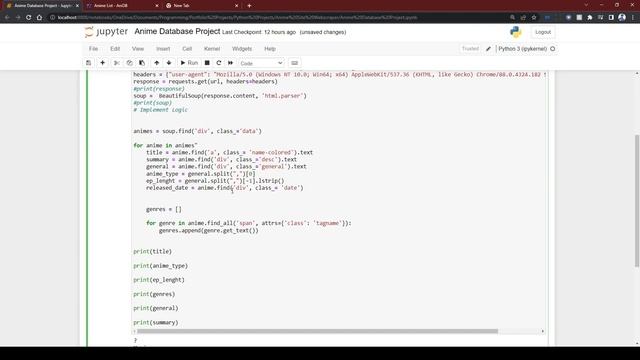 Build an Anime Database Using Python & Beautiful Soup | Python Project Ideas | Webscraping w/ Pytho