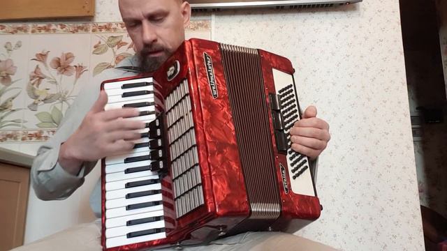 Аккордеон Weltmeiser Stella. Красный. Размер 3/4. Демонстрация. смотреть онлайн