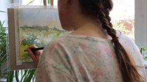 Пейзаж. Смешанная техника. Акварель и пастель.