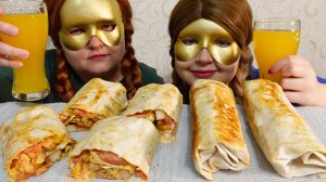 ASMR MUKBANG Шаурма Chicken Wrap Shawarma Eating Sounds No Talking Звуки Еды Мукбанг не Болталка