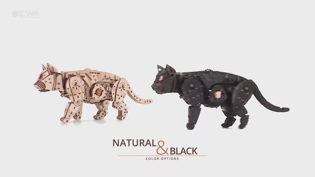 Механический Черный Кот и Дикий Кот от Eco Wood Art (EWA) - Деревянный конструктор, сборная модель