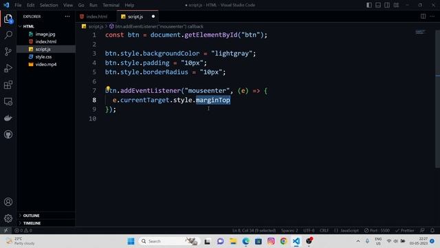 How to apply hover effects using event listeners in JS | Road map to Next JS | Part - 24 | JS
