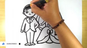 Cute Bride and Groom Drawing, Painting & Coloring For Kids and Toddlers_ Child Art