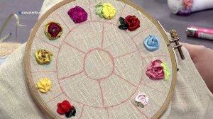 Вышивка цветов лентами. Ручная работа