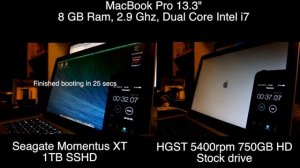 MacBookPro Stock HD and Seagate Momentus XT 1TB SSHD Boot Comparison