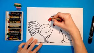Как нарисовать ПЕТУХА И КУРИЦУ. Рисуем с детьми. How to draw A ROOSTER AND A CHICKEN.