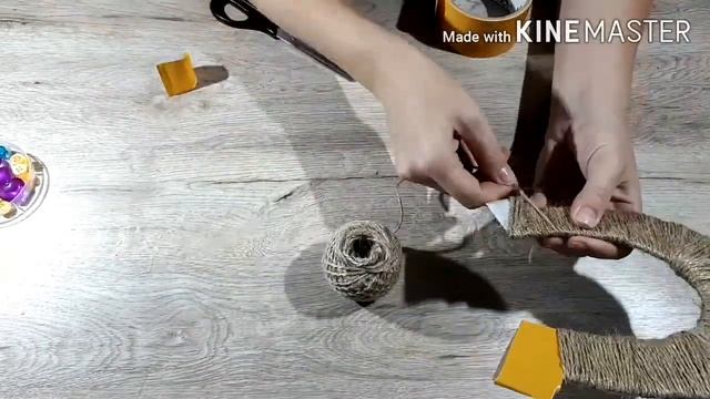 Делаем БЕЗ КЛЕЯ. Как сделать подкову на счастье из джута? Декор из джутового шпагата. смотреть онлайн
