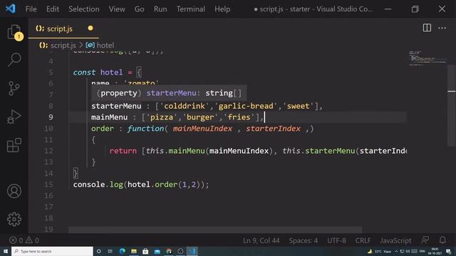 Destructuring Arrays -  Javscript concept
