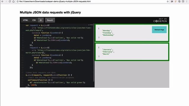 How do I make multiple JSON data requests with jQuery? смотреть онлайн