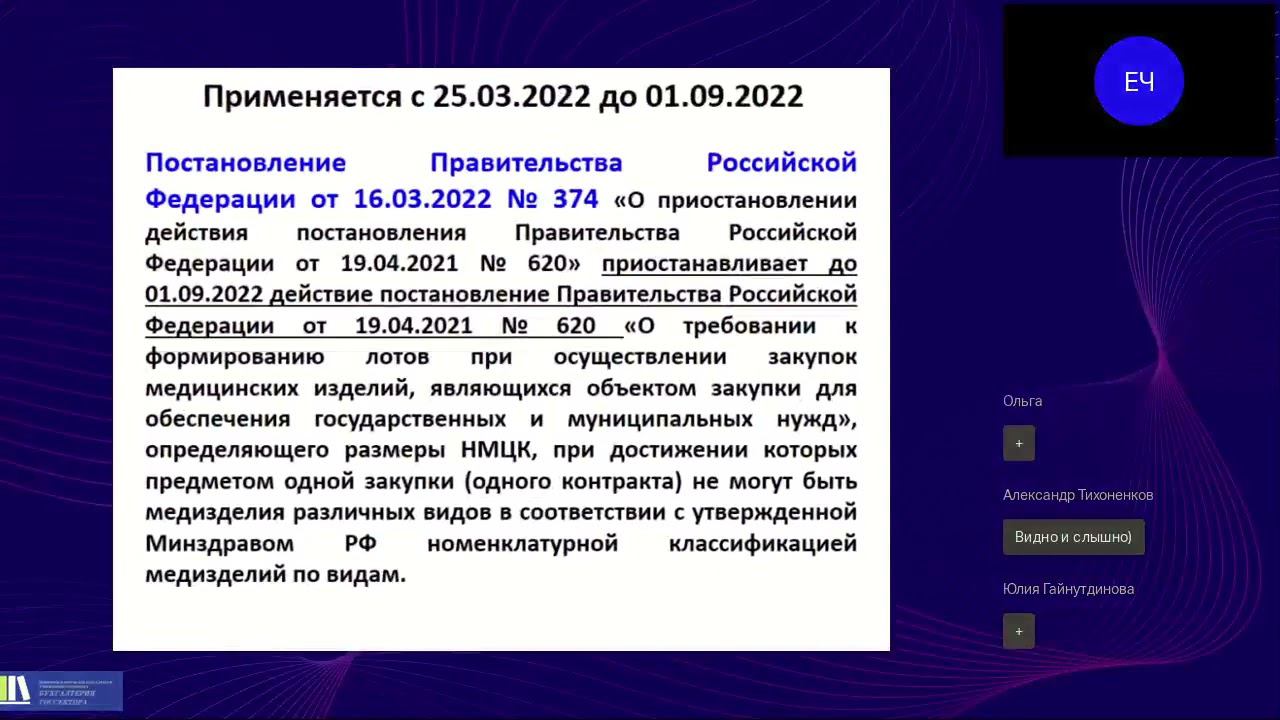 Антикризисные меры в сфере государственных и муниципальных закупок  Чистякова Е А  26 04 2022