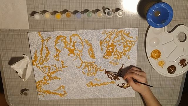 Картина по номерам. Семья львов / раскрашивание картины ( 1 часть )