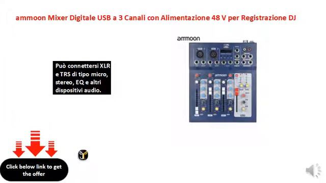 ammoon Mixer Digitale USB a 3 Canali con Alimentazione 48 V per Registrazione DJ смотреть онлайн