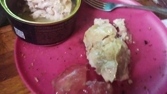 Вскрытие консервы "Мясная ферма. Индейка тушёная"