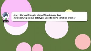 Array : Convert String to Integer(Object) Array Java