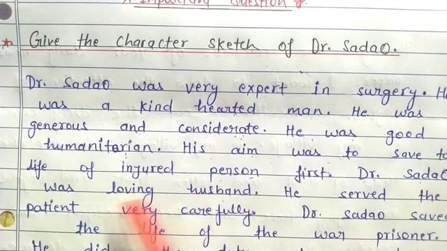 12th English का most important question|Give the Character sketch of Dr sadao#class12 #boardexam202
