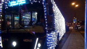 Новогодний электробус Камаз-6282 с маршрутом т17 "Метро Озёрная -Киевский вокзал"