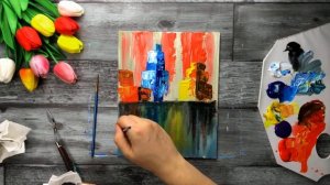 ГОРОДСКОЙ ПЕЙЗАЖ • Как нарисовать интерьерную картину мастихином• Подробный урок• Абстракция• Скетч